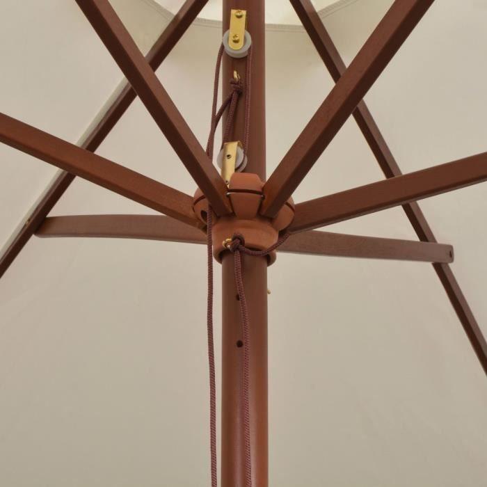 Rectangular Wooden Parasol 200 X 300 Cm - VIDAXL - Cream White - Manual
