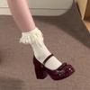 2026 New Spring Thick Heel Women Mary Jane Shoes Ladies Fashion Outdoor Butterfly-knot Shoes Women's Elegant Wedding Party Pumps