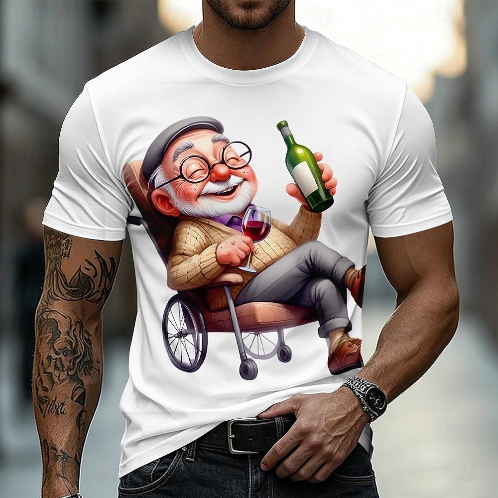 Cartoon Character 3D Print Men's T Shirt Casual O-neck Short Sleeve  Loose Tops Summer Street Tees Fashion Beer Pattern T-Shirts