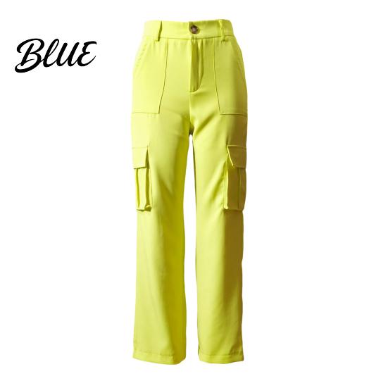 Loose Fit Leg-modifying Pants Women Cargo High Waist Button Zipper Fly Casual Long Trousers Solid