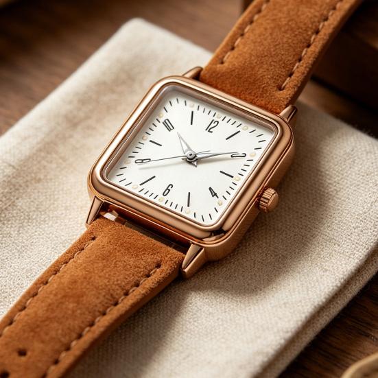 Quartz Watch for Women Luminous Hands Compact Wristwatch Elegant Arabic Numerals Watch Easy Night Reading Square Watch for Daily Wear Gift