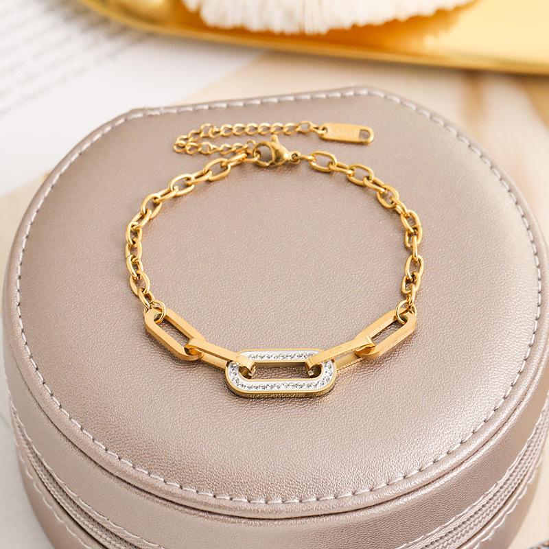 

Корейский геометрический браслет на ногу из нержавеющей стали с ромбами - Модные титановые украшения в форме буквы О