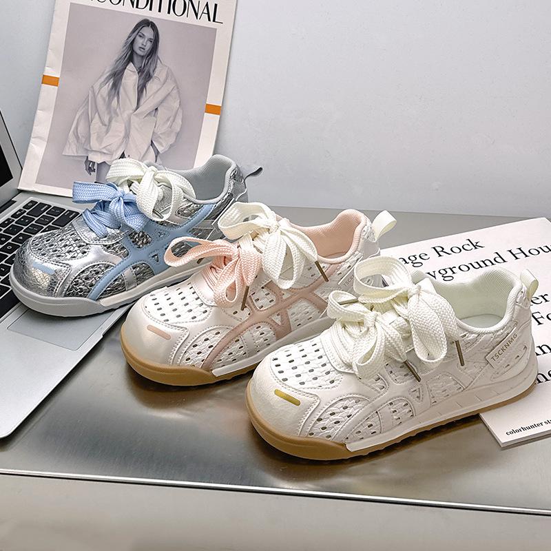 Summer Hollow Women's Sneakers Lightweight Breathable Platform Shoes Versatile Fashion Casual Shoes Designer Women's Shoes 2025