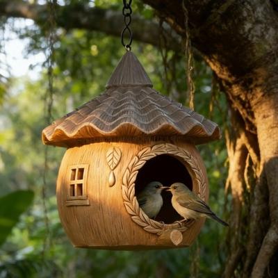 Harz Hängender Papageienkäfig Wasserdichte Vogel-Futterstation Vogelhäuschen Vogel-Nistkasten Veranda