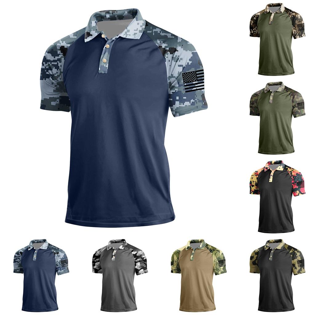 Camicia da Uomo Estiva Stampata a Maniche Corte con Collo a Revers Moda Casual da Uomo