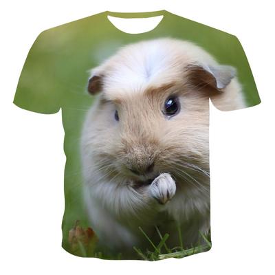 Letnie T-shirty z krótkim rękawem dla dzieci, unisex, z modnym, casualowym nadrukiem 3D uroczego zwierzątka, zabawnego chomika