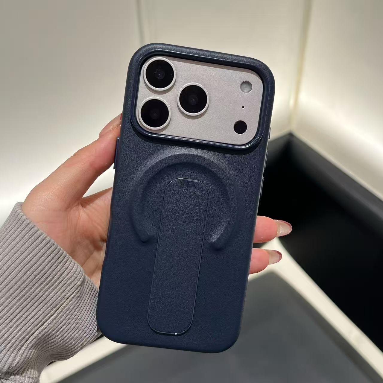 iPhone 17 Pro Max Leather Stand Case: Premium Matte Anti-Drop Protection iPhone 15 Pro