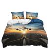 Dreiteiliger Bettbezug mit Flugzeugmotiv, zweiteiliges Bettwäscheset, digital bedruckter Kissenbezug