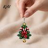 Decorative Holiday Earrings 1 Pair Acrylic Christmas Tree Dangle Earrings, 2D Flat Xmas Bow Bell Candy Cane with Bell, Party Jewelry for Women