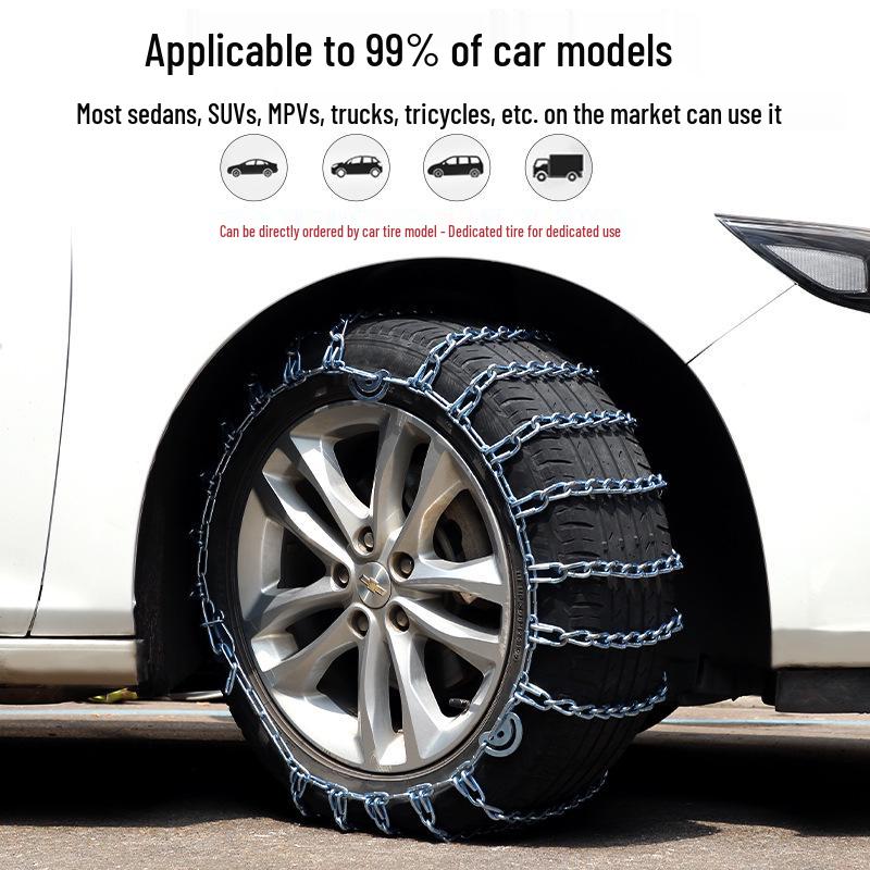 Universal Car Tire Anti-Skid Chains for Sedans, SUVs, Trucks, Off-Road Vehicles, Vans, and Small Cars