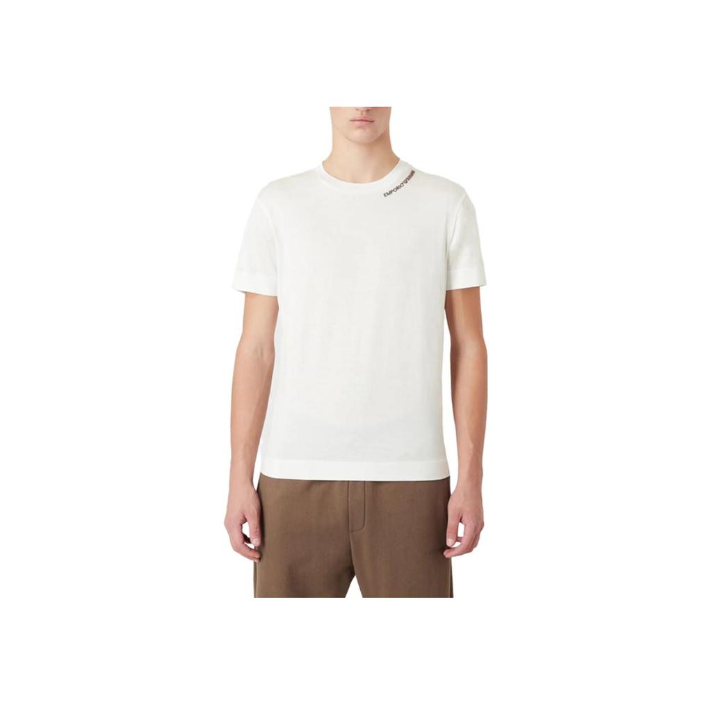 Emporio Armani Ss22 Solid Color Round Neck Letter Print Short Sleeve T-Shirt Men Tops White 3R1TT4-1JUVZ-0101