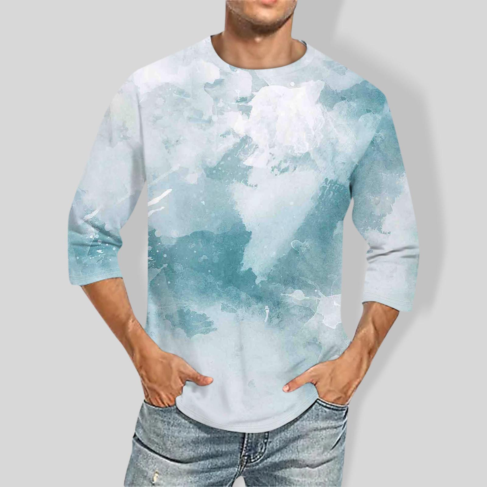 

Мужская повседневная модная футболка с круглым вырезом и рукавом три четверти S