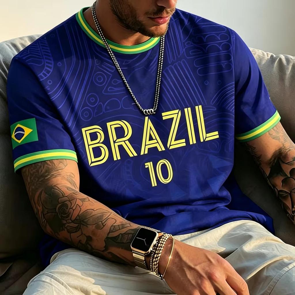 2026 Été Nouveau Brésil Jésus Maillot de Football Extérieur Entraînement de Football Respirant T-shirt Homme Séchage Rapide Top pour Sports Course à Pied