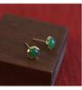 Tichiya S925 Sterling Silver Jade Earrings - Chinese Style Retro with High-End Feel