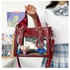 Sweet Cute Laced Bow Heart Charm Ita Bag Women Anime Crocodile Shoulder Bag Ladies Transparent Leather Large Capacity Handbag