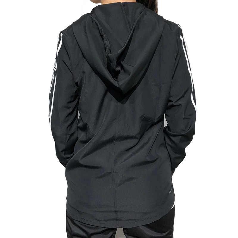 Adidas Classic Color Block Striped Hooded Zip Jacket Women Jacket Black EH6485