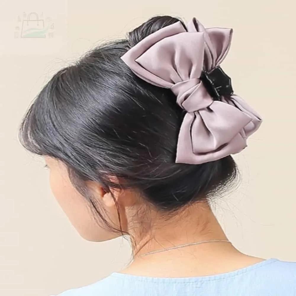 GSTORE Hair Claw Clip Hair Clip Claw Pin Premium Claw Clip Silk Large Ribbon Indie Purple Claw Clip