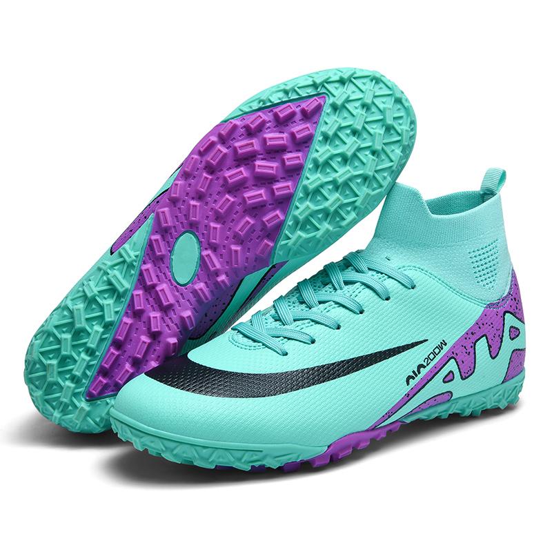 Unisex Football Boots Original Pink Women High Ankle Sports Shoes FG/TF Youth Cleats Professional Men occer Training Sneakers