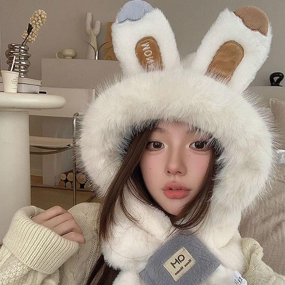 Bonnet Épaissi Coupe-vent Protection des Oreilles Bonnet Chaud Écharpe Mignonne Automne Hiver