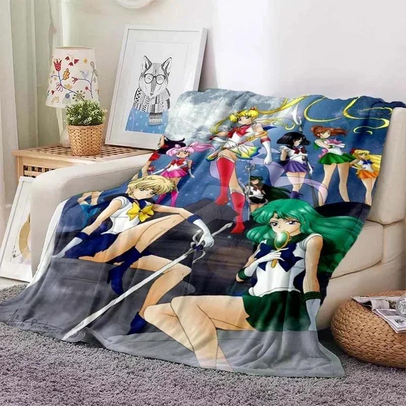 Anime Kawaii Sailor Moon Zuhause Cartoon Bedruckte Decke Picknickdecke Warmer Flanell Weich und Bequem Zuhause Reisen Geburtstagsgeschenk