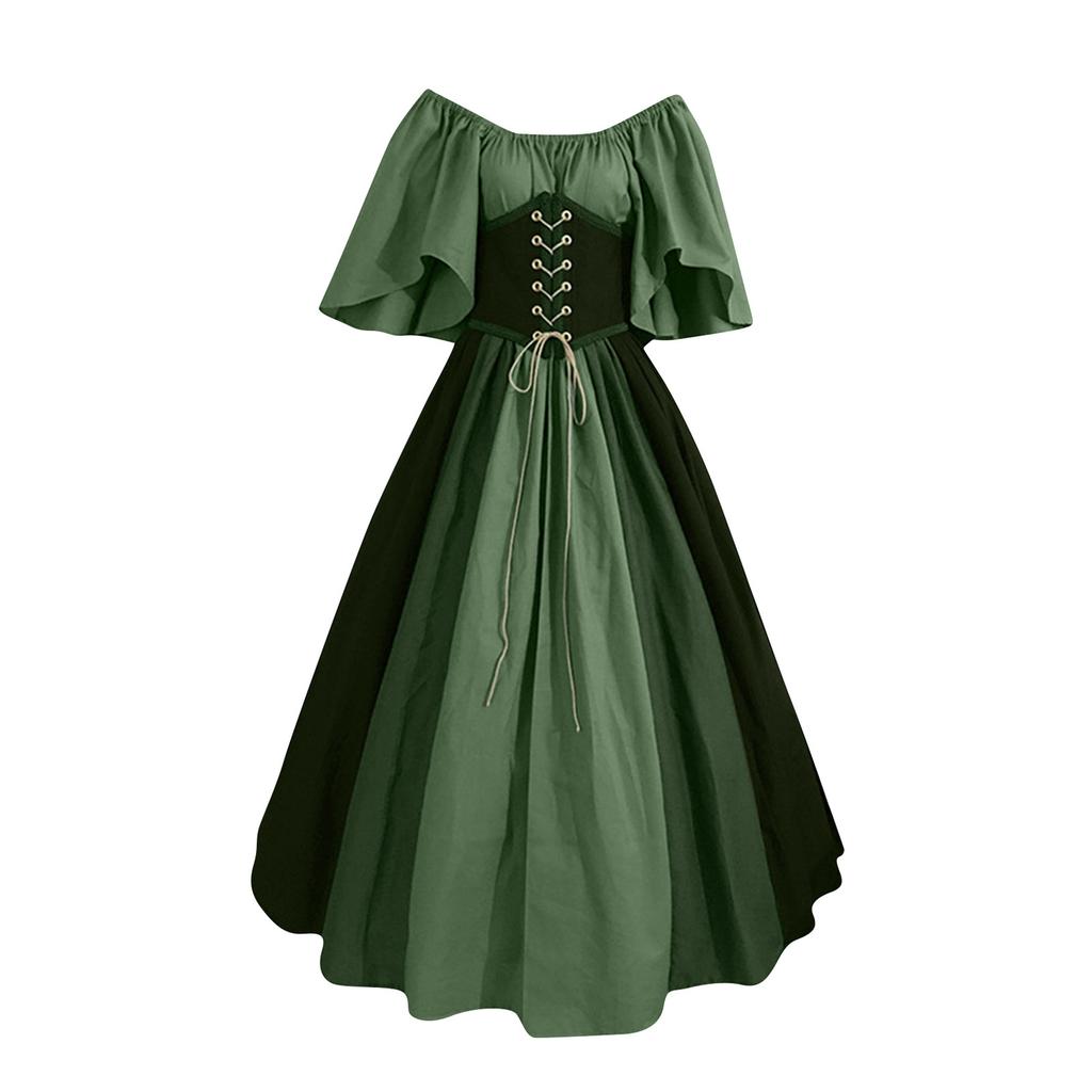 Neues mittelalterliches Kostüm für Damen Halloween Korsett Gotisches Renaissancekleid Übergröße Glockenärmel Ballkleid Cosplay Kleidung