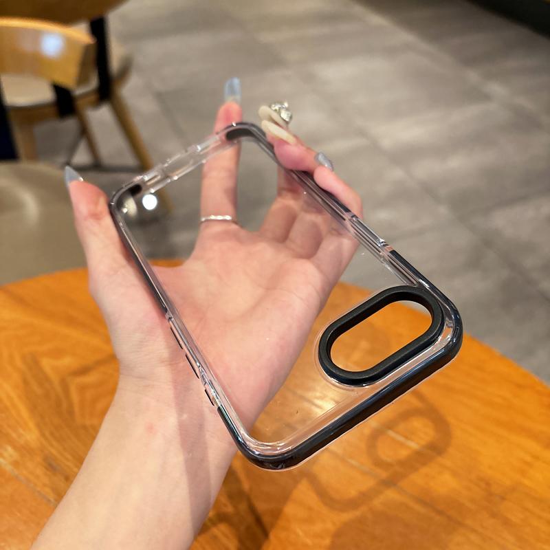 

Для iPhone 17E16E чехол Ультрапрозрачный Реально противоударный Антишоковый PET Слой с полосками Поднятый ободок камеры Жесткий гибридный чехол P Pc + tpu&iPhone17e чёрный