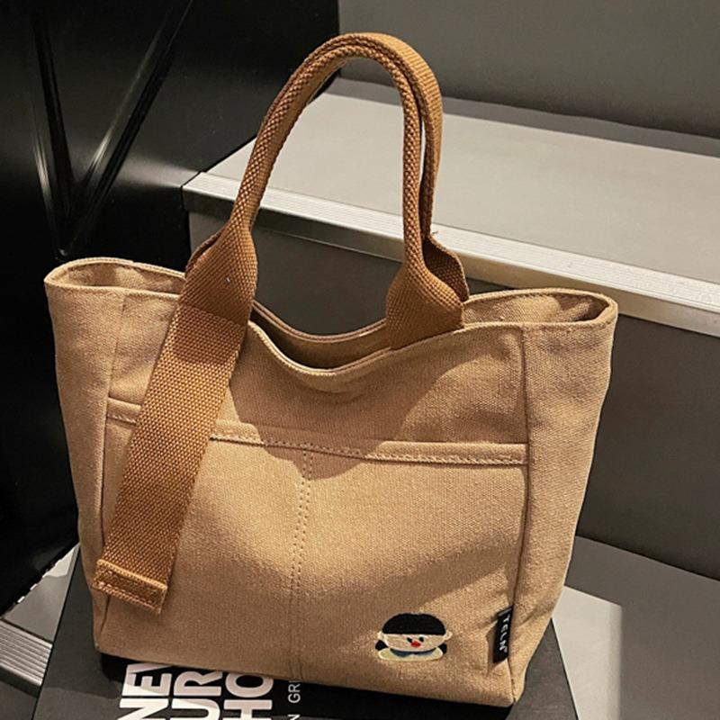Solid Color Large-capacity Leisure Bag Autumn New Go Out Make-up Bag Shoulder Underarm Tote Bag