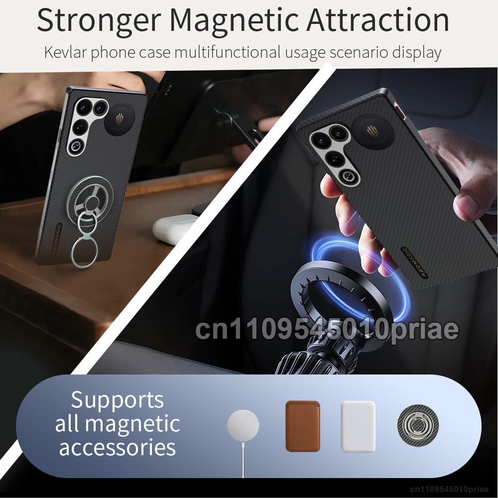 For Red Magic 11 Air/11 Pro/11 Pro+ Carbon Case 600d Kevlar Aramid Fiber Fabric Ultra Thin Hard Cover Magnetic balckSlimlightred