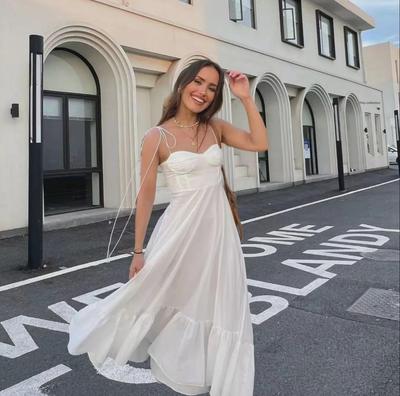 Γυναικεία Μόδα 2024: Ευρωπαϊκό & Αμερικανικό Ποπλίνα Φορέματα Αμάνικα με Βολάν