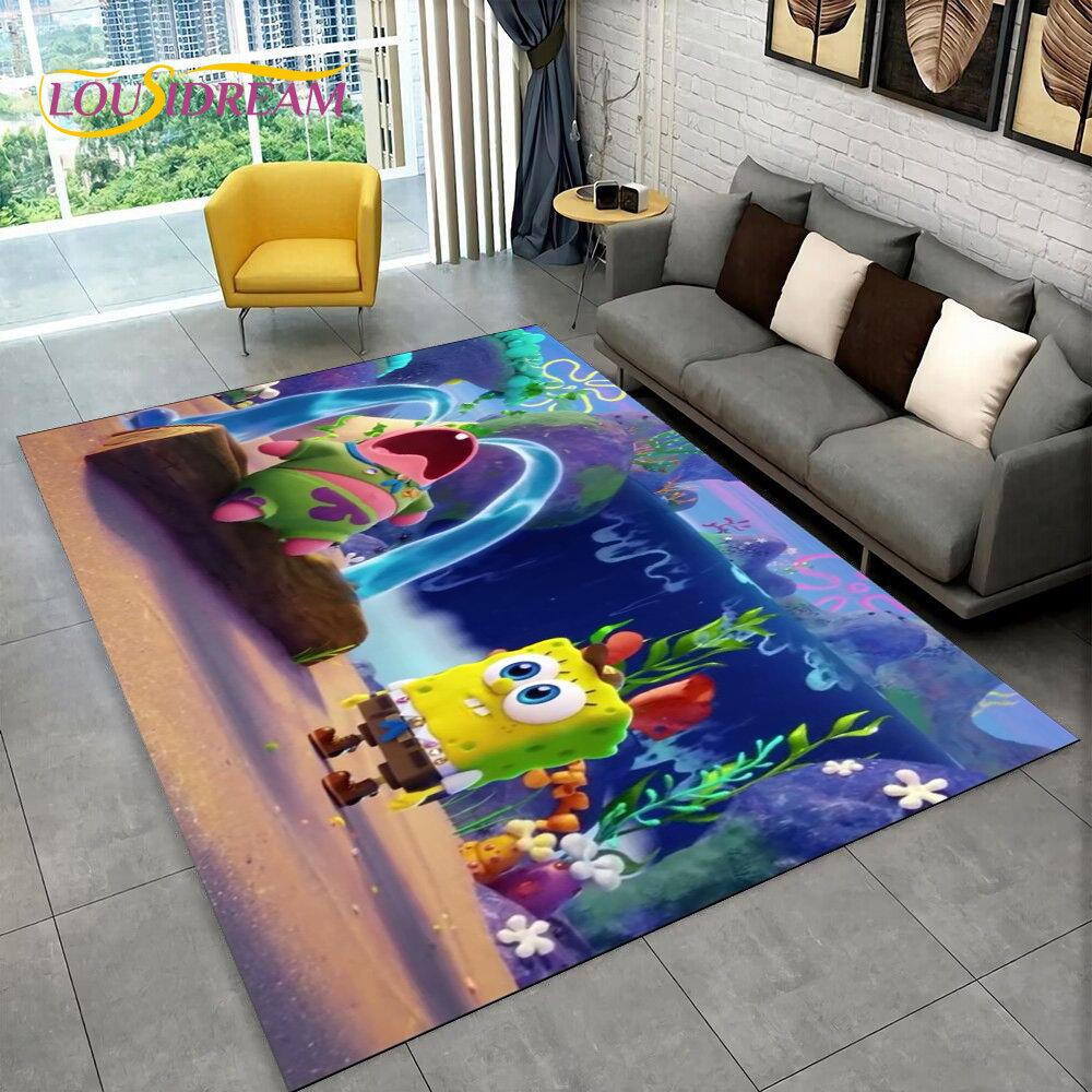 Cartoon S-SpongeBob Area Rug,Carpet Rug for Home Living Room Children Bedroom Sofa Doormat Decor,kids Play Non-slip Floor Mat