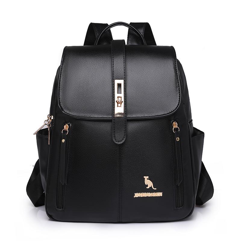 Women's Multifunctional PU Travel Backpack - Large Capacity, Solid Color, Outdoor Storage