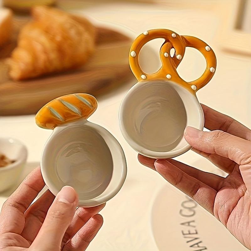 Cute Ceramic Bread Dip Bowls,Adorable Donut,Pretzel Shapes with Colorful Dots, Durable Kitchen Serving Dishes for Condiments, Sauces, Snacks