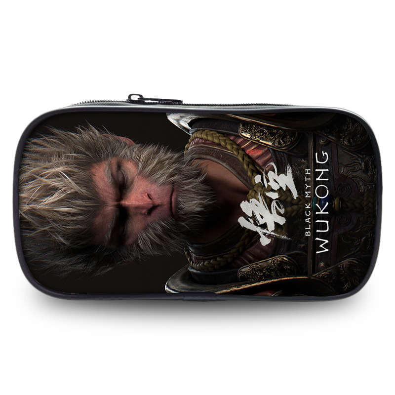

Black Wukong Myth Pen Case Double Layered Large Capacity Fashionable Simple Style H