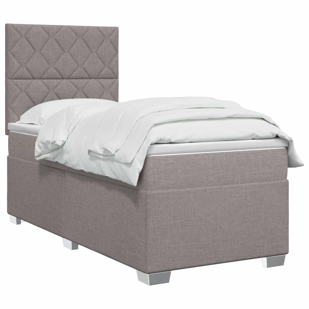 Box Spring Bed with Mattress and Headboard Taupe 80 x 200 cm Fabric