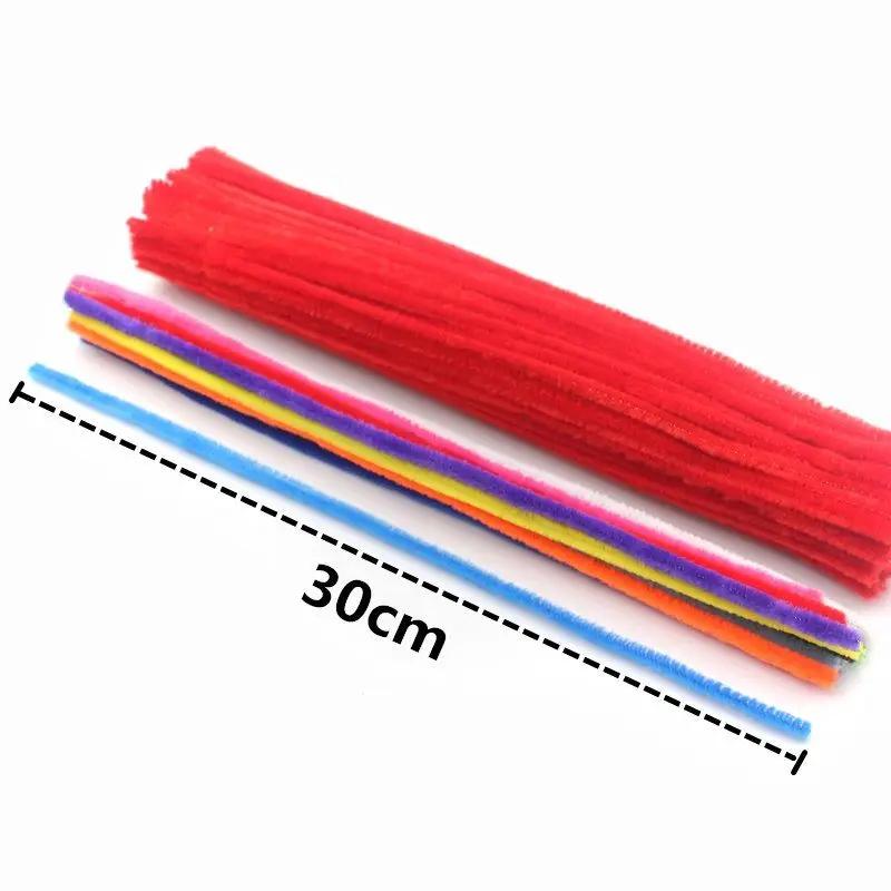 100Pcs Plush Stick Colorful Pipe Twist Stick Hair Strip Chenille Pipe Cleaner Kids Toys For Diy Handmade Craft Supplies