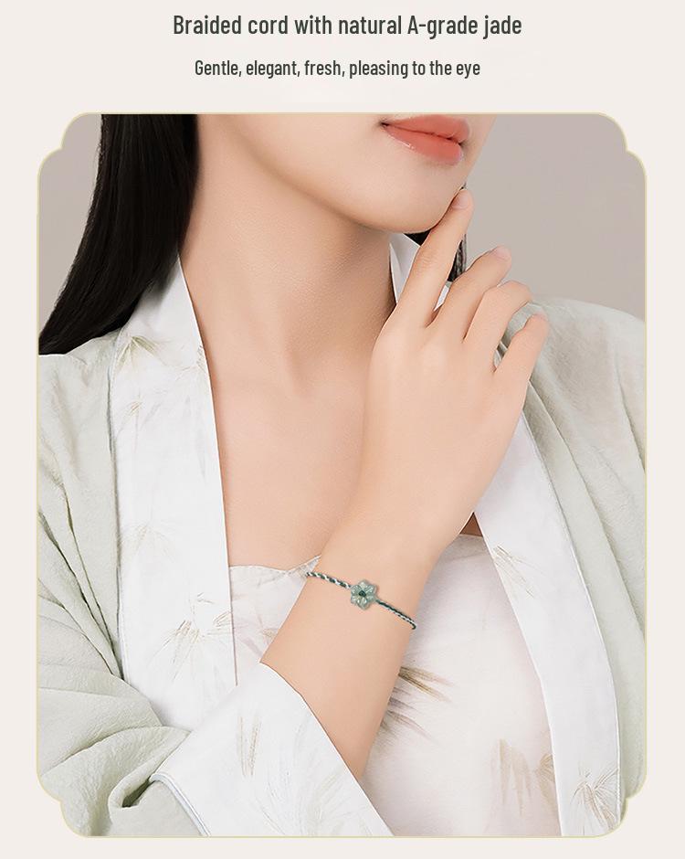 A-Qualität Blauer Jade-Orchidee Handgewebtes Unisex-Armband