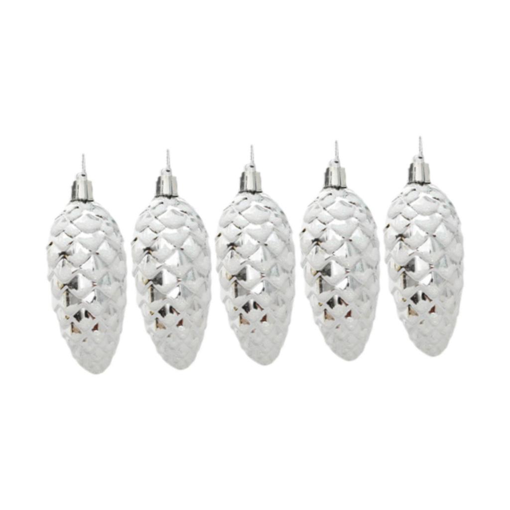5x Christmas Tree Pinecones Ornaments Shatterproof Shiny Xmas Pinecones Small