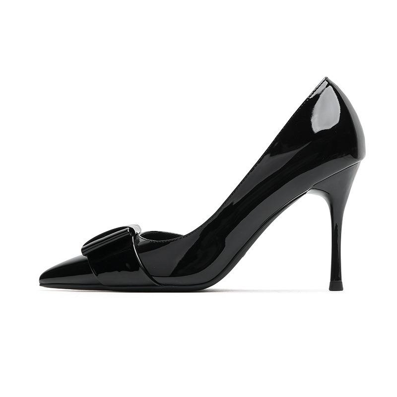 6-Pointed stiletto high heels women's new patent leather side empty high heels single shoes