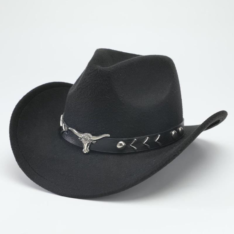 New Western cowboy hat, Tibetan wool top hat, men's and women's autumn/winter outdoor ox-head accessory, travel riding hat