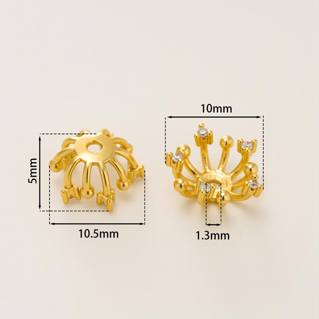 2Piece/Pack 14/18K Gold Color Plated Flower Torus Shape Beads Caps for DIY Necklace Bracelets Jewelry Making Accessories