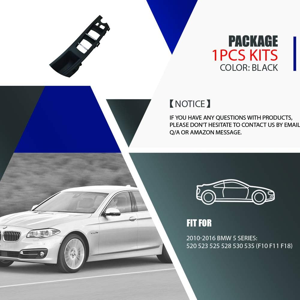 Driver Side Door Handle for BMW 5 Series, Window Switch Armrest Panel, Inner Pull Trim Panel Cover Replacement 2010-2016 Series 520 523 525 528 530