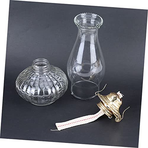 NUOBESTY Kerosene Lamp Burner Replacement Set of 3 with Wick, Retro Oil Lamp Parts, Antique Lantern Wick Burner, Metal Adjuster, Repair Parts, Interio