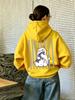 Women's hooded sweatshirt, featuring cat and fish patterns, with a casual style, suitable for running, Y2K trend