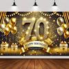 1 elegantes Banner für die 70. Geburtstagsfeier - mit gold- und schwarzen Ballons, Design mit der Zahl "70", mehrere Größen zur Auswahl