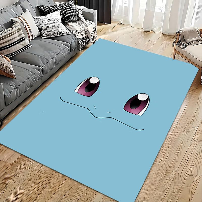 Cute Cartoon Face Blue Carpet suitable as a non-slip mat for the living room or bedroom sofa
