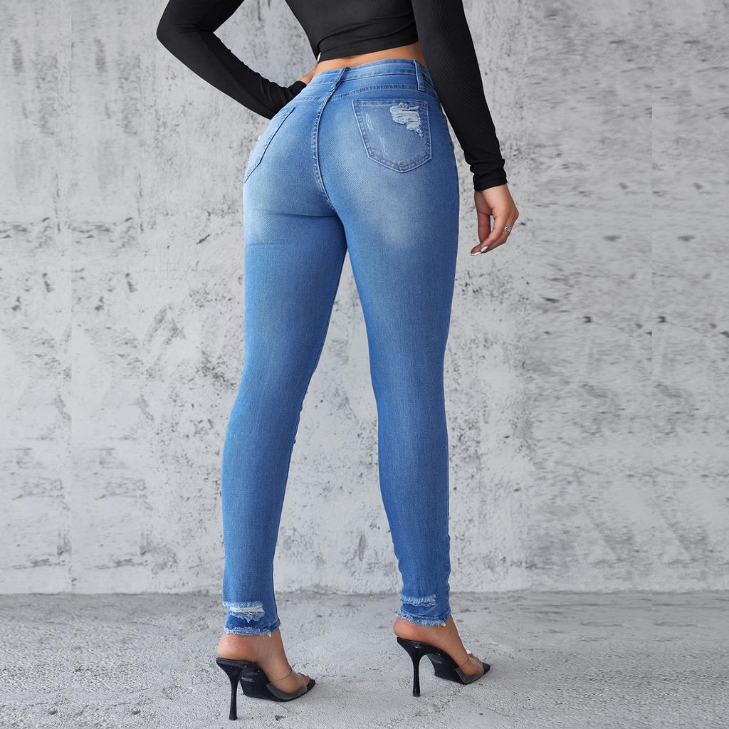 Women's High Waist Washed Women's Jeans Fashionable Versatile Straight Leg Pants