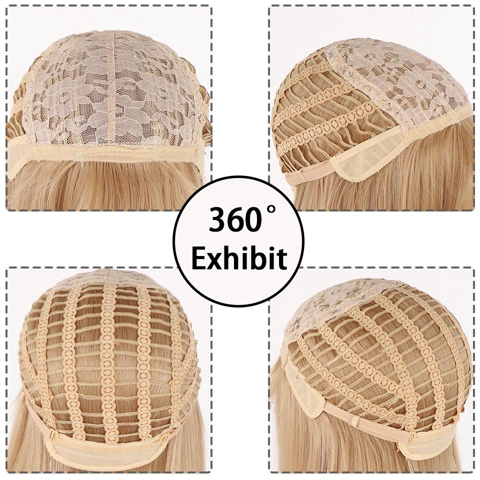 Long Straight Gold Wig With Bangs Synthetic Hair Wigs Bang With Wig For Women Gold Heat Resistant Wigs