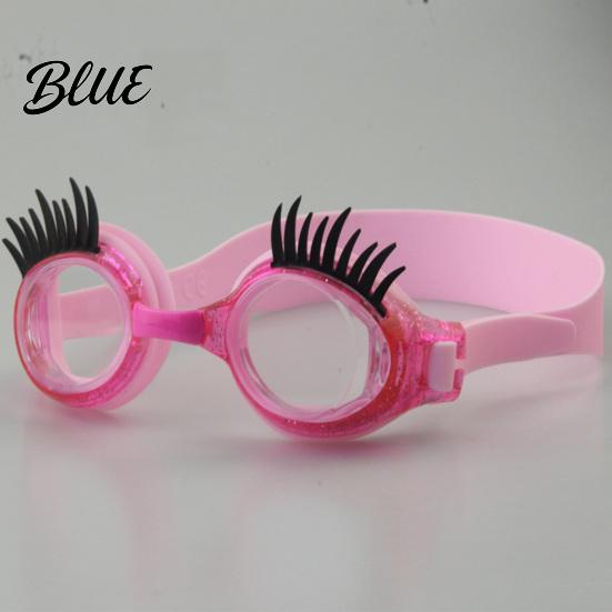 PC Lenses Goggles Kids Swim with Eyelashes Waterproof No Leakage Anti-Fog UV Adjustable Headband Protection Clear Lens Boys Girls Silicone Swimming