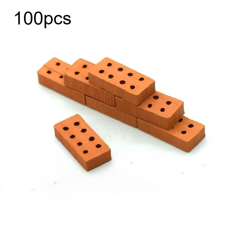 100pcs of Miniature Landscape Bricks with 8 Holes,Realistic DIY Miniature Building Models, Come with a Standard 8-hole Brick Set