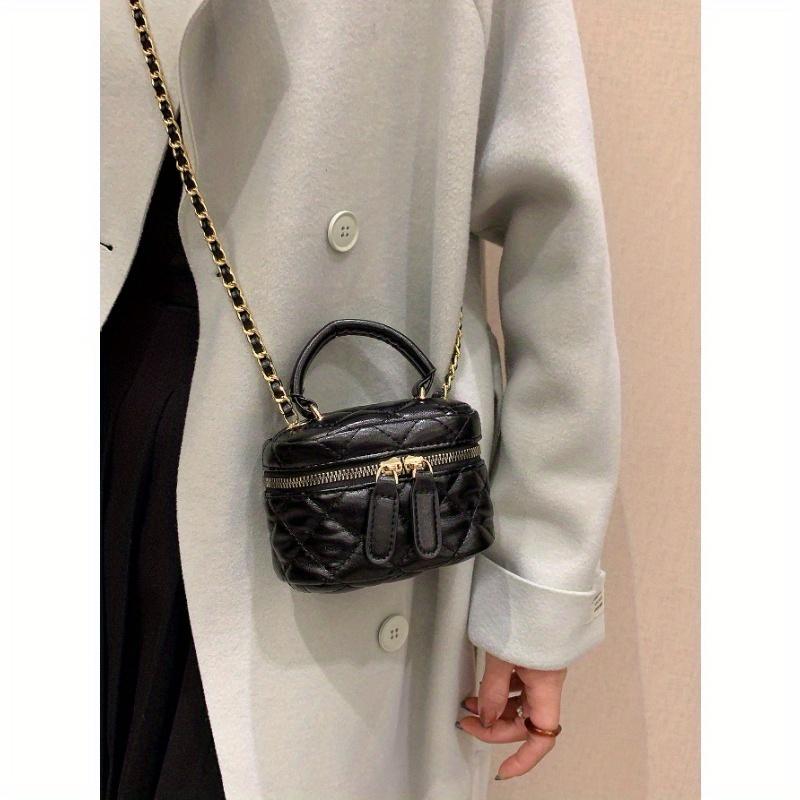 

Легкая мини-сумка, сумка на цепочке, стеганая нитками сумка, сумка-клатч, сумка-ведро, сумка через плечо, подходит для девушек-подростков, студенток колледжа one-size чёрный